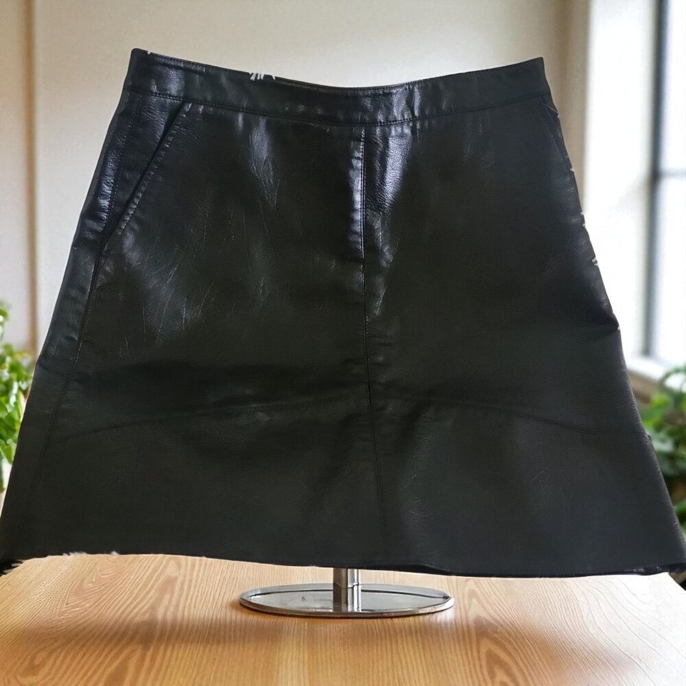 LDYP Wear Black Faux Leather A-Line Mini Skirt High‎ Waist -M
